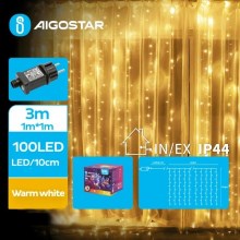 Aigostar - Udendørs LED julelyskæde 100xLED/8 funktioner 4x1 m IP44 varm hvid