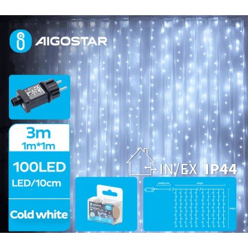 Aigostar - Udendørs LED julelyskæde 100xLED/8 funktioner 4x1m IP44 kold hvid