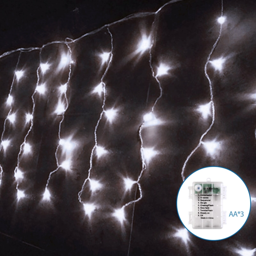 Aigostar - Udendørs LED julelyskæde 100xLED/8 funktioner 8x0,4m IP44 kold hvid