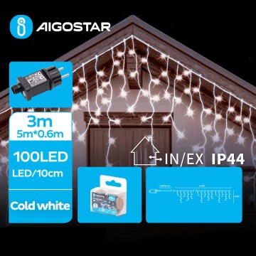 Aigostar - Udendørs LED julelyskæde 100xLED/8 funktioner 8x0,6m IP44 kold hvid