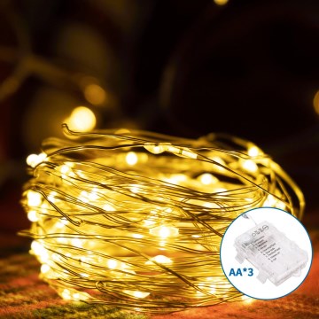 Aigostar -Udendørs LED julelyskæde 150xLED/8 funktioner 3xAA 15,3m IP44 varm hvid