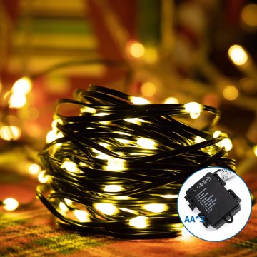 Aigostar -Udendørs LED julelyskæde 150xLED/8 funktioner 3xAA 15,3m IP44 varm hvid