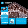 Aigostar - Udendørs LED julelyskæde 200xLED/8 funktioner 13x0,6m IP44 kold hvid