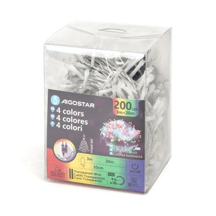 Aigostar - Udendørs LED julelyskæde 200xLED/8 funktioner 23m IP44 flerfarvet