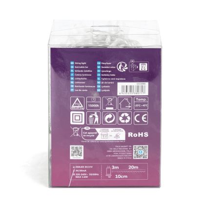 Aigostar - Udendørs LED julelyskæde 200xLED/8 funktioner 23m IP44 kold hvid