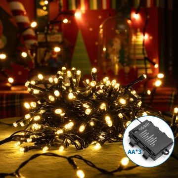 Aigostar - Udendørs LED julelyskæde 200xLED/8 funktioner 3xAA 10,3 m IP44 varm hvid