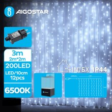 Aigostar - Udendørs LED julelyskæde 200xLED/8 funktioner 5x2 m IP44 kold hvid