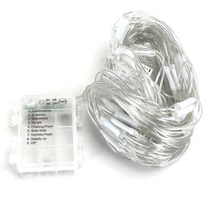 Aigostar - Udendørs LED julelyskæde 200xLED/8 funktioner 6x1,5m IP44 kold hvid