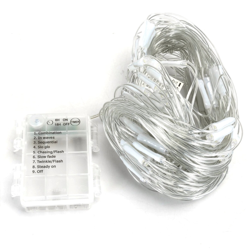 Aigostar - Udendørs LED julelyskæde 200xLED/8 funktioner 6x1,5m IP44 kold hvid