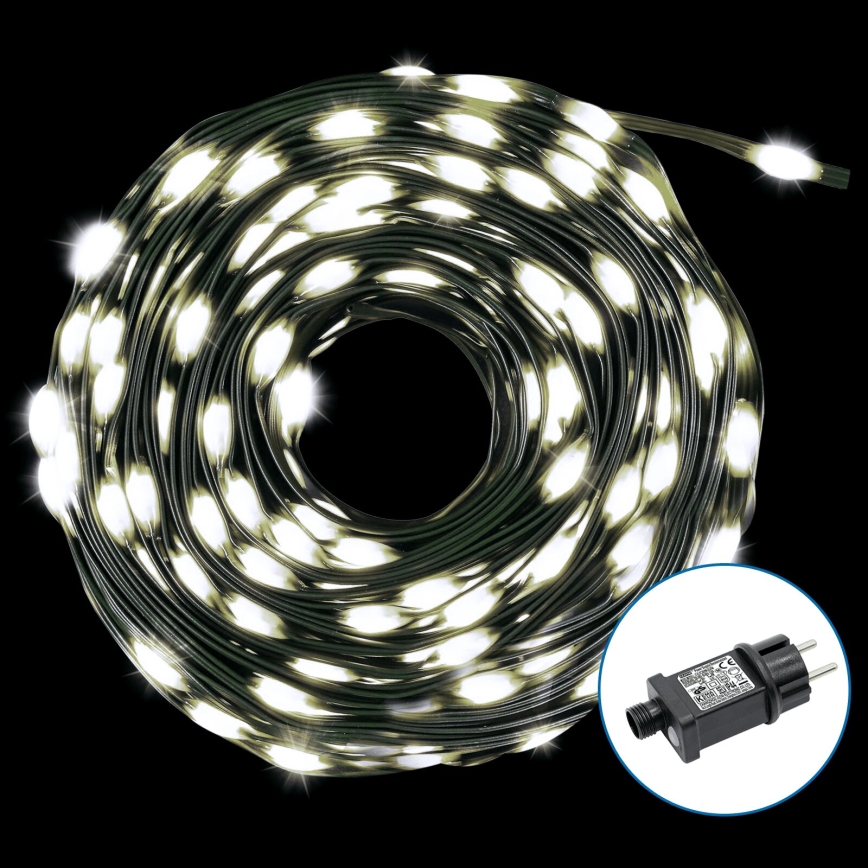 Aigostar - Udendørs LED julelyskæde 300xLED/8 funktioner 33m IP44 kold hvid