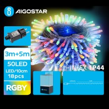 Aigostar - Udendørs LED julelyskæde 50xLED/8 funktioner 8 m IP44 flerfarvet