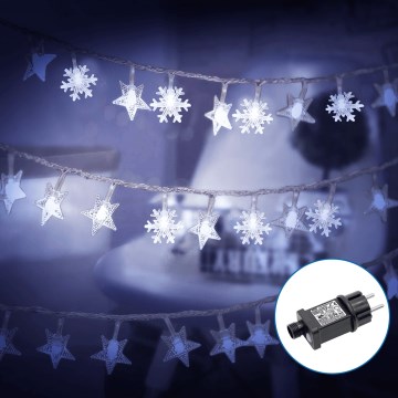 Aigostar - Udendørs LED julelyskæde 50xLED/8 funktioner 8m IP44 kold hvid