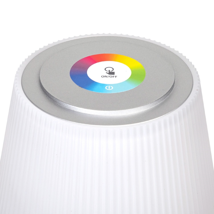 Aigostar - Udendørs LED lampe m. RGBW-farver dæmpbar og genopladelig LED/4W/5V 3600mAh hvid/mat krom IP54