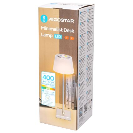 Aigostar - Udendørs LED lampe m. RGBW-farver dæmpbar og genopladelig LED/4W/5V 3600mAh hvid/mat krom IP54