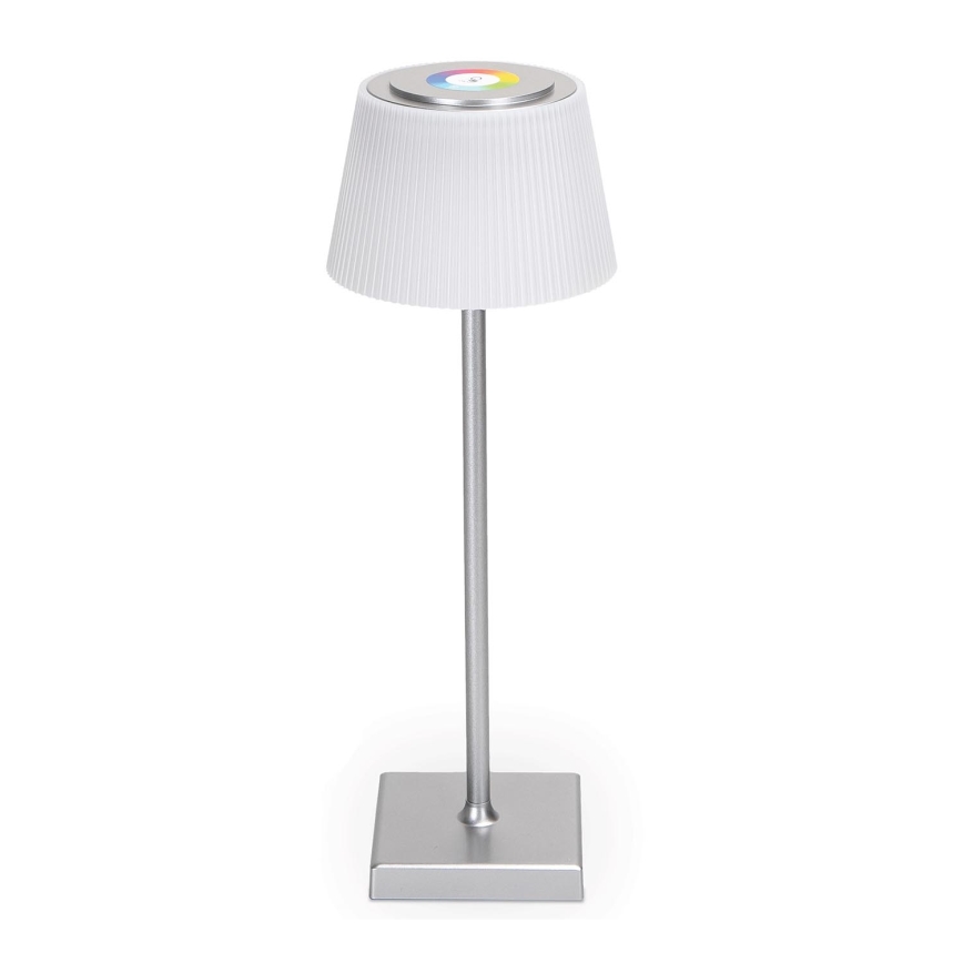 Aigostar - Udendørs LED lampe m. RGBW-farver dæmpbar og genopladelig LED/4W/5V 3600mAh hvid/mat krom IP54