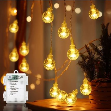 Aigostar - Udendørs LED julelyskæde 100xLED/3xAA/8 funktioner 10,3 m IP44 varm hvid