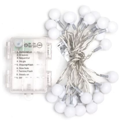Aigostar - Udendørs LED julelyskæde 25xLED/3xAA/8 funktioner 2,8 m IP44 kold hvid
