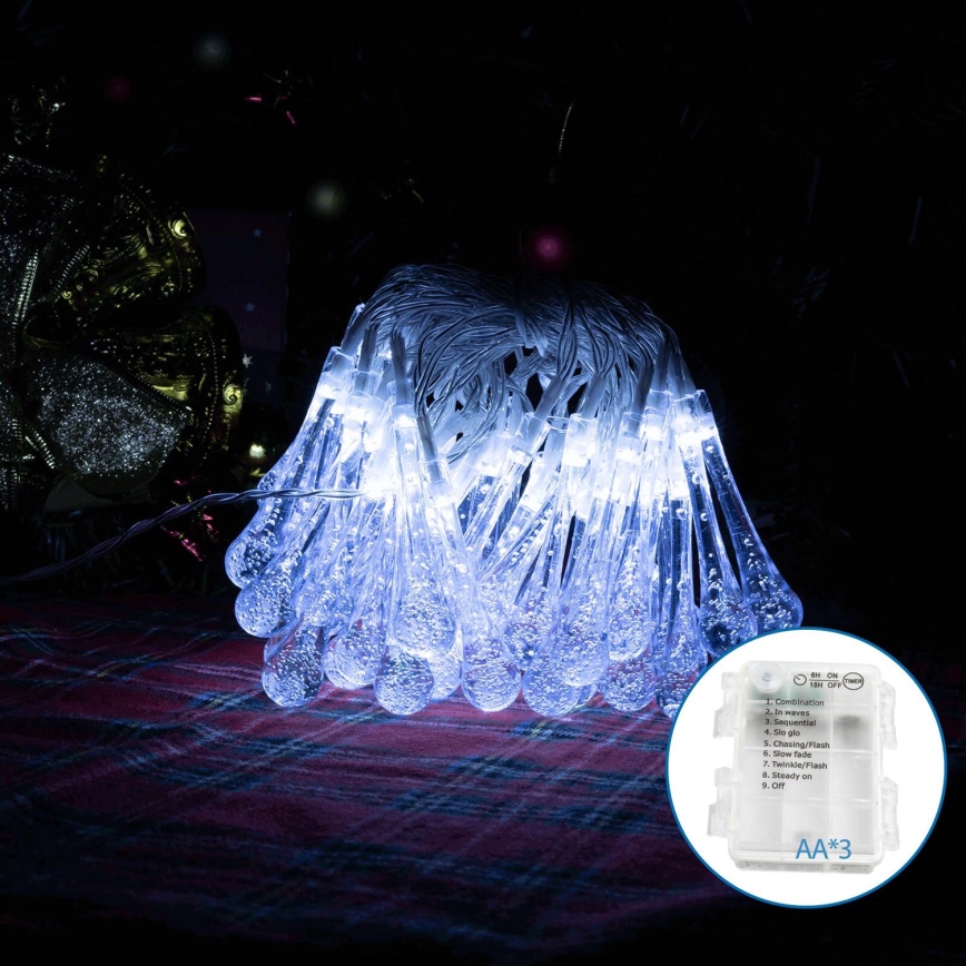 Aigostar - Udendørs LED lyskæde 50xLED/8 funktioner 5,3 m IP44 kold hvid