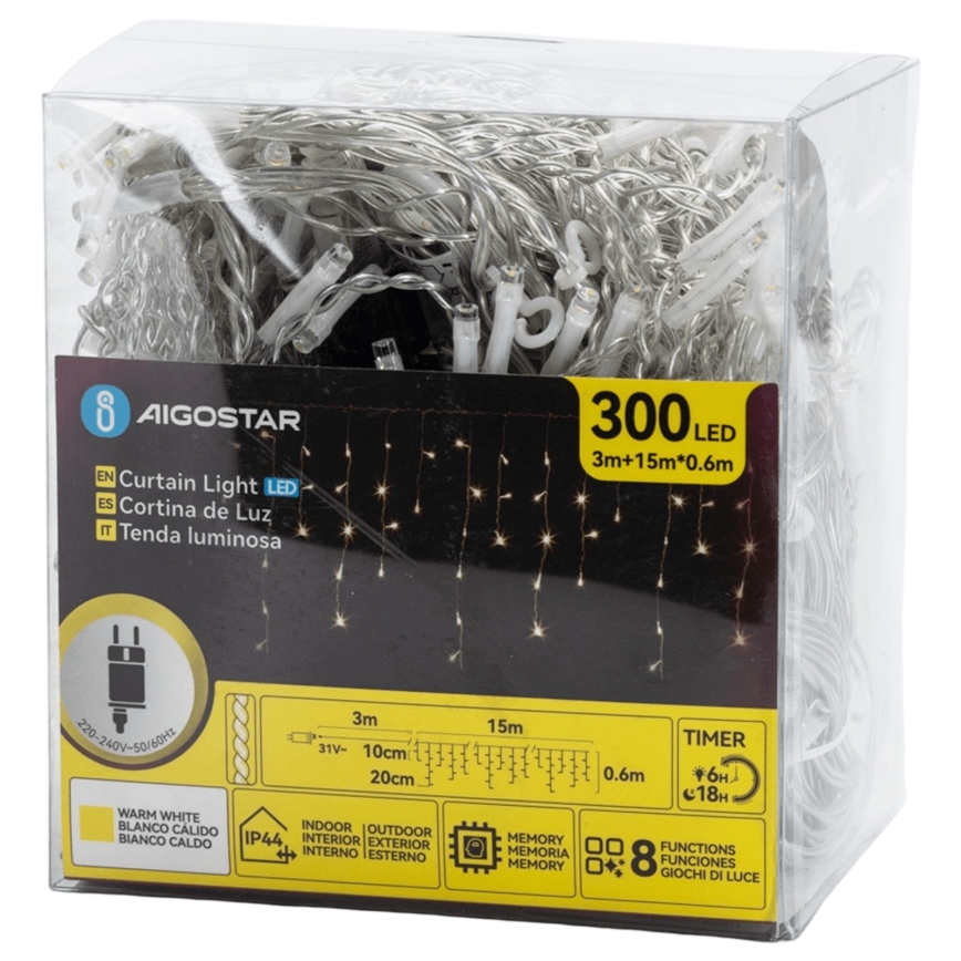 Aigostar - Udendørs LED lyskæde 75xLED/6W/230V 15x0,6 m IP44 varm hvid