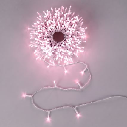 Aigostar - Udendørs LED-lyskæde til jul, 50 LED / 8 funktioner, 3xAA, 5,3 m, IP44, lyserød
