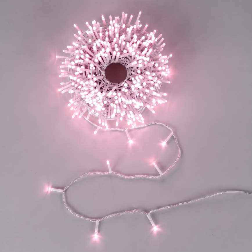Aigostar - Udendørs LED-lyskæde til jul, 50 LED / 8 funktioner, 3xAA, 5,3 m, IP44, lyserød