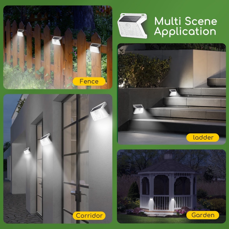 Aigostar - Udendørs LED solcellelampe med sensor LED/1,48W/3,7V IP65 1200 mAh