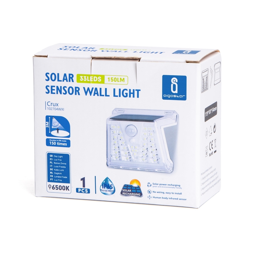 Aigostar - Udendørs LED solcellelampe med sensor LED/1,48W/3,7V IP65 1200 mAh