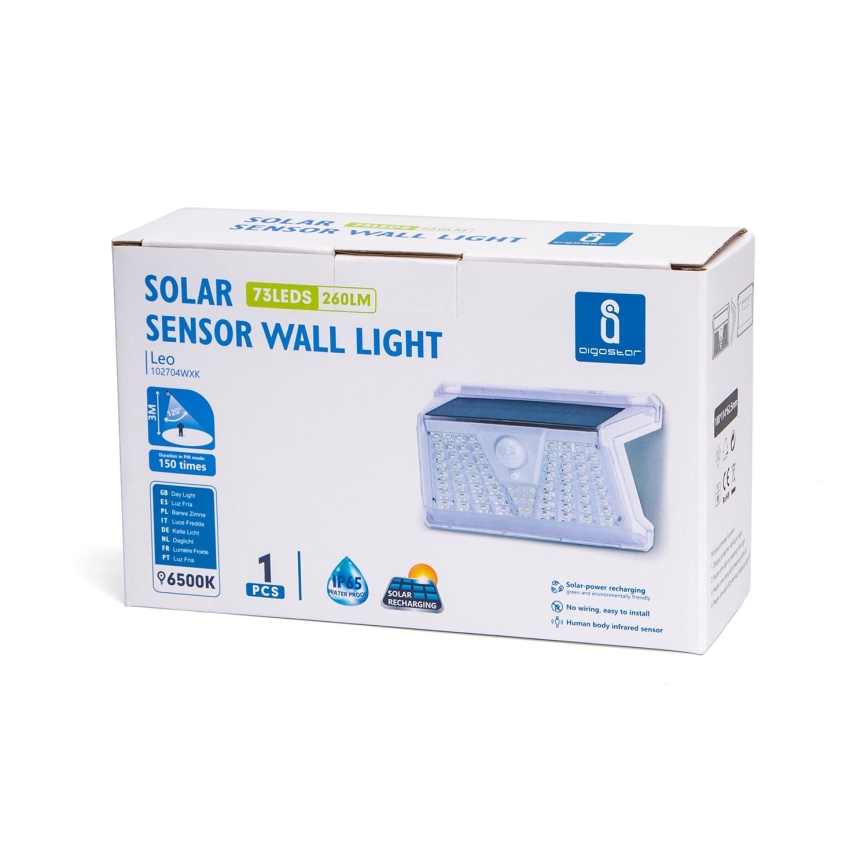 Aigostar - Udendørs LED solcellelampe med sensor LED/2,4W/5V 1200 mAh IP65