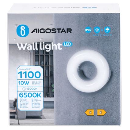 Aigostar - Udendørs LED væglampe LED/10W/230V 6500K IP65 sort