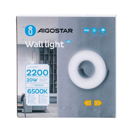Aigostar - Udendørs LED væglampe LED/20W/230V 6500K IP65 sort