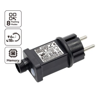 Aigostar - Udendørs strømforsyningsadapter 9W/31V/8 funktioner IP44 sort