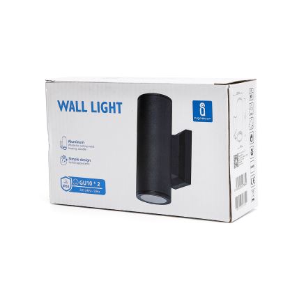 Aigostar - Udendørs væglampe 2xGU10/35W/230V IP65 sort rund