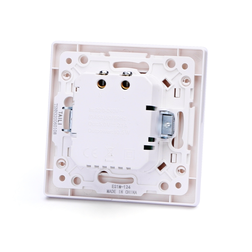Aigostar - USB-stikkontakt med ramme, 2x USB-A, hvid