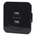 Aigostar - USB-stikkontakt med ramme, 2x USB-A, sort