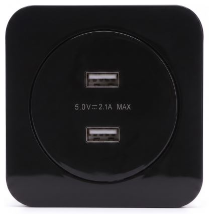 Aigostar - USB-stikkontakt med ramme, 2x USB-A, sort