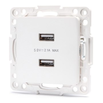 Aigostar - USB-stikkontakt uden ramme 2x USB-A hvid