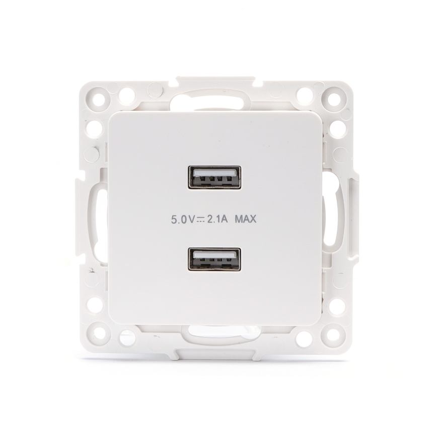 Aigostar - USB-stikkontakt uden ramme 2x USB-A hvid