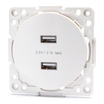 Aigostar - USB-stikkontakt uden ramme 2x USB-A hvid