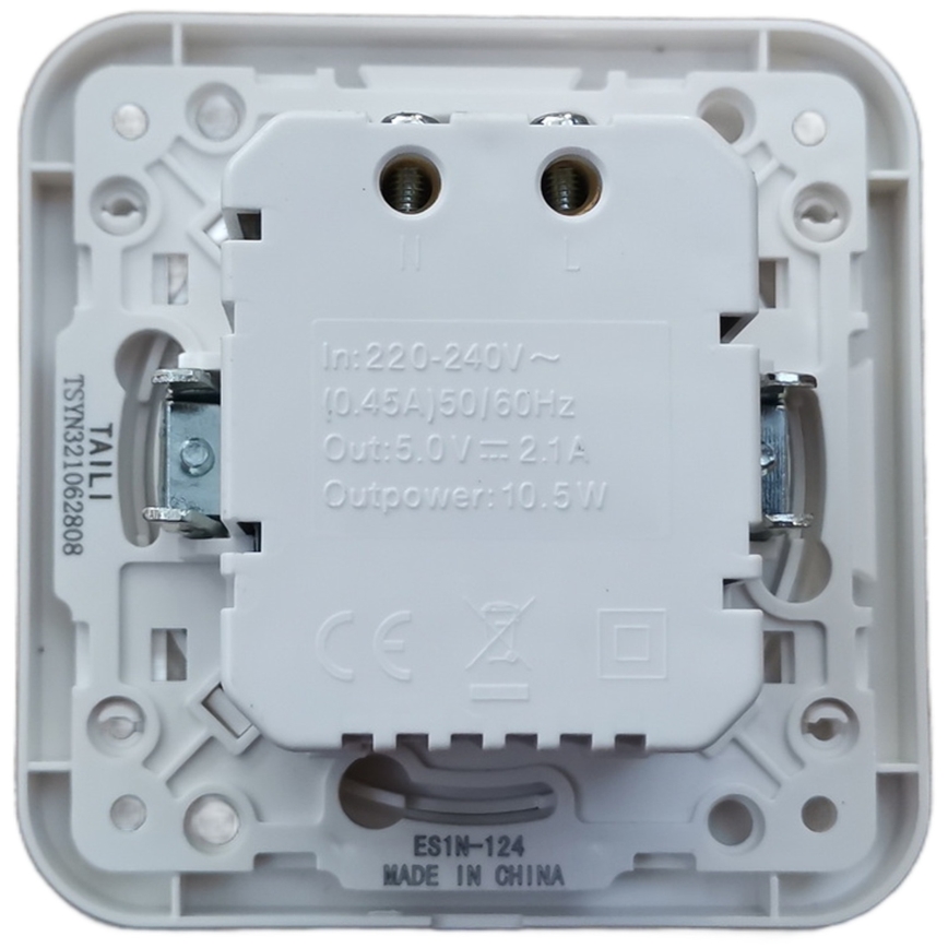 Aigostar - USB-strømudtag med ramme 2x USB-A hvid