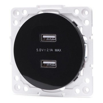 Aigostar - USB-strømudtag uden ramme 2x USB-A sort
