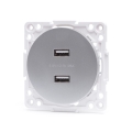 Aigostar - USB-strømudtag uden ramme 2x USB-A, sølv