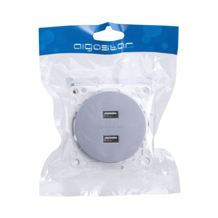 Aigostar - USB-strømudtag uden ramme 2x USB-A, sølv