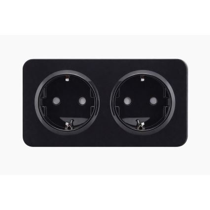 Aigostar - Vægsstikkontakt med ramme, 2x SCHUKO 250V/16A, sort