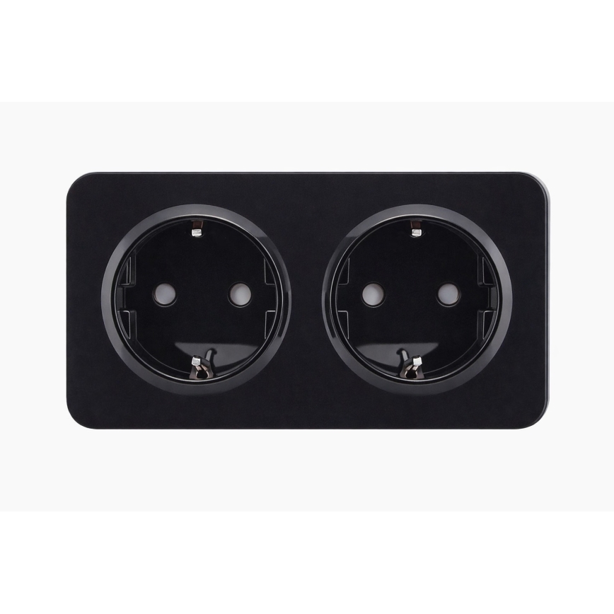 Aigostar - Vægsstikkontakt med ramme, 2x SCHUKO 250V/16A, sort