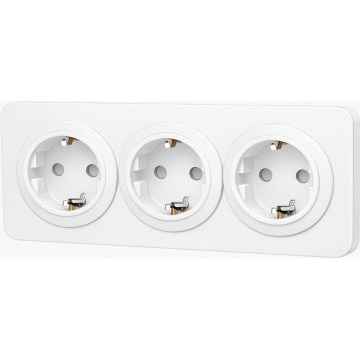Aigostar - Vægstikkontakt med ramme, 3x SCHUKO, 250V/16A, hvid