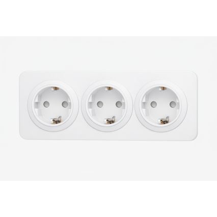 Aigostar - Vægstikkontakt med ramme, 3x SCHUKO, 250V/16A, hvid