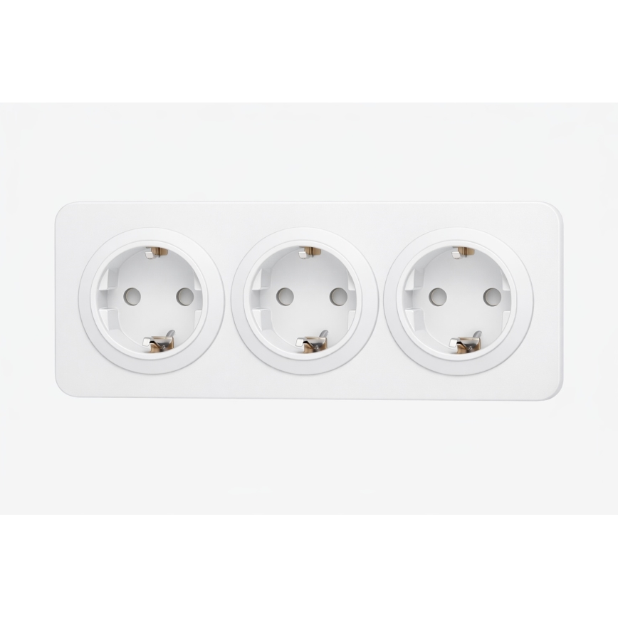 Aigostar - Vægstikkontakt med ramme, 3x SCHUKO, 250V/16A, hvid