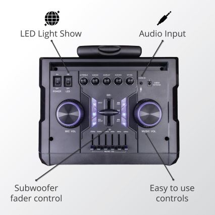 AKAI ABTS-112 - Trådløs højttaler 300W/230V 7000 mAh + fjernbetjening