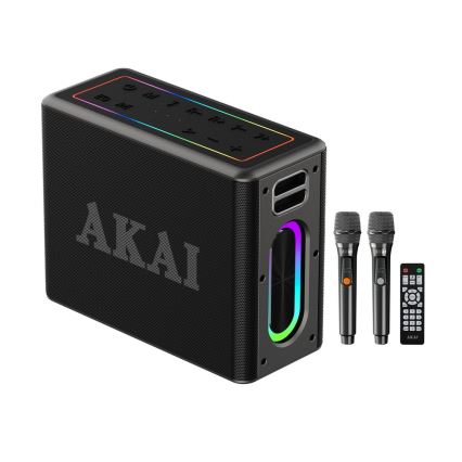 AKAI ABTSW-120 - Trådløs højttaler med to mikrofoner 80W/4000 mAh IPX6