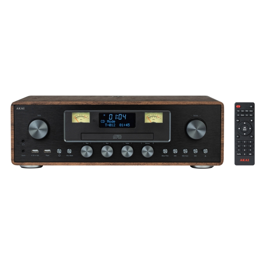 AKAI AM-100 RHAPSODY - Mikroanlæg med CD/FM/DAB/AUX/USB/MP3 40 W/230 V + fjernbetjening